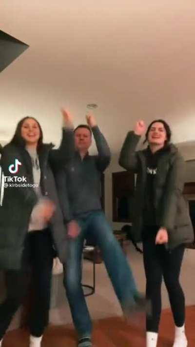 Dog saves dad from further embarrassment by taking him out… ouch!