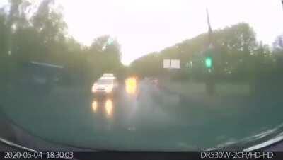 10 years old boy in Russia, drives a car with his 4 years old sister