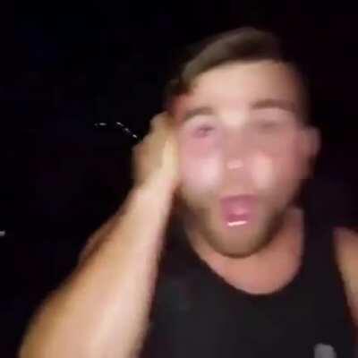 Breaking a glass bottle on your head