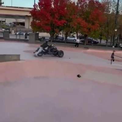 Taking the trike out to the skate park dude!