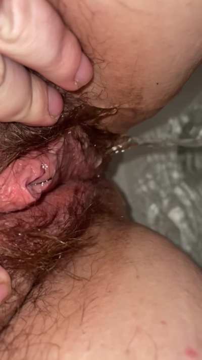 Peeing at the grocery store toward end of her period (can see some blood come out at beginning)