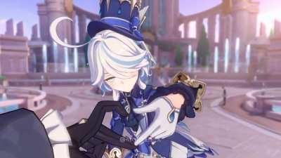 Furina tries to do the Heart shape with Neuvillette