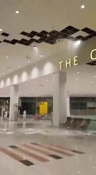False ceiling at Islamabad International Airport collapsed during downpour earlier this Friday.