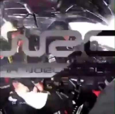 The calmness of rally car drivers in a massive crash