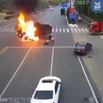 Dude just exploded in to flames