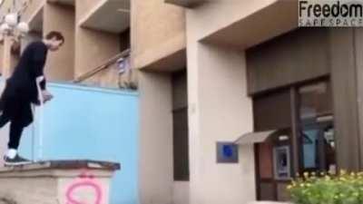 Walter White Jr tries parkour.