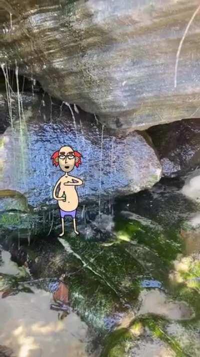 Boris has a nature shower