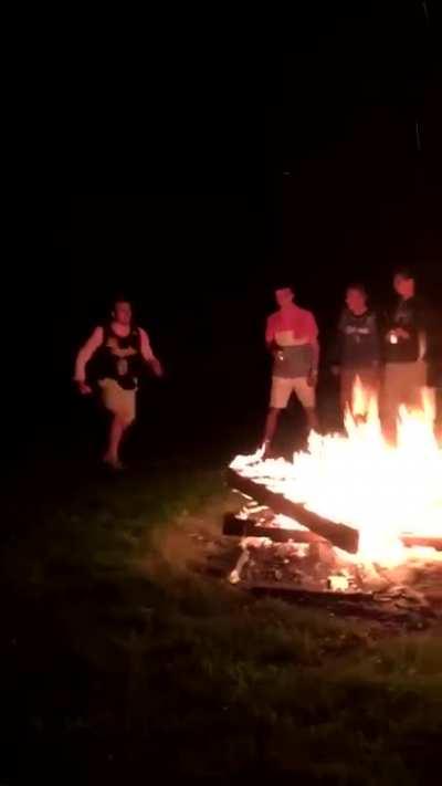 WCGW jumping over a campfire