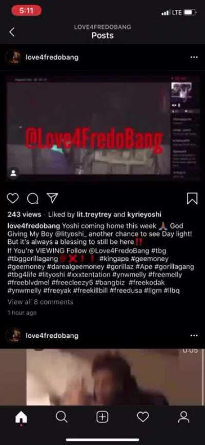 Fredo says that Yoshi is coming home this week