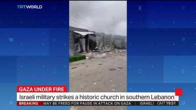 Israeli bombing of St George Church in Lebanon yesterday the oldest orthodox cathedral in South Lebanon also in the same day targeting & murdering 24 year old Lebanese journalist along with her camera man as they were going live and also murdering 80years