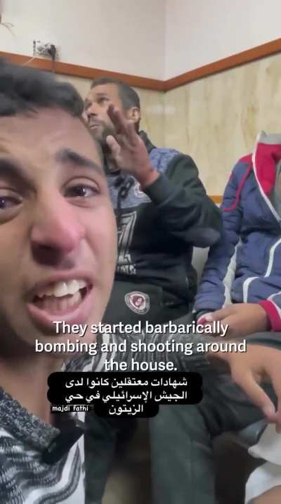 Israel not only bombs indiscriminately but also shoots anyone they see. Similar to what they do in the west bank. Here is testimony of a Palestinian child who was released after a few days after being detained with others by the occupation forces in Azzay