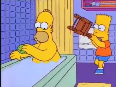 Man getting hit by chair