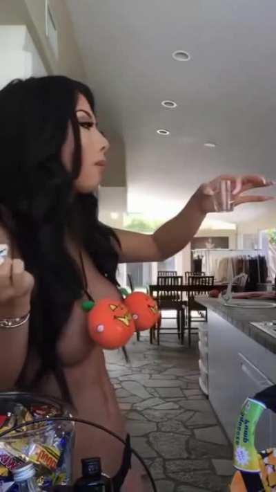 Candy, shots, boobs + gorgeous Asian