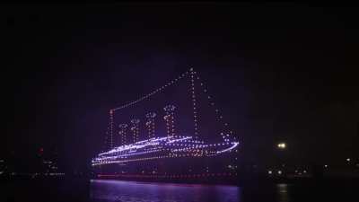 BBC staged a spectacular drone light show in Belfast Harbour using 950 drones to create a full-scale glowing silhouette of the RMS Titanic beside its historic slipways.