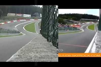 The speed difference between high-end sports cars (on the left) and Formula 1 cars (on the right)