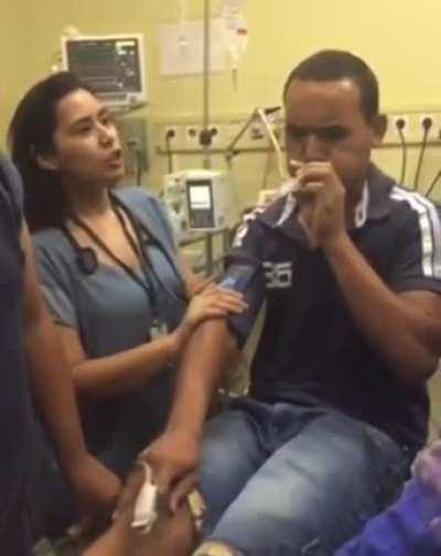 Modified Valsalva maneuver being used in the emergency treatment of stable SVT (supraventricular tachycardia)!