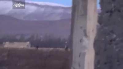 Jaish al-Islam fighters kill several regime soldiers caught in an open field. Eastern Ghouta. 7th February, 2016.