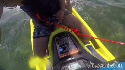 Playing with my cock while riding on the jet ski