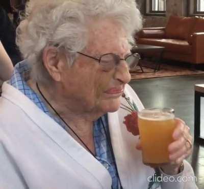 94 Year old Grandmother tries a craft beer for the first time