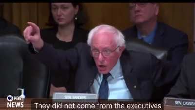 Bernie freaking out about his bug pharma donations.