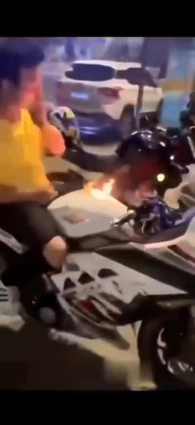 Lighting fuel tank to light a cigarette.