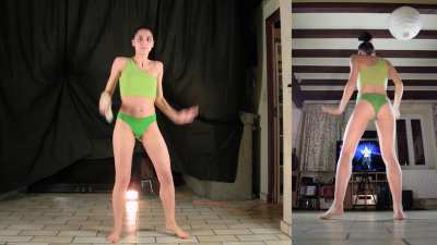 Under my green shorts... green panties to be sexier while keeping the theme of my dancing outfit