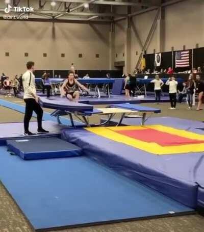 Gymnast sticks the landing