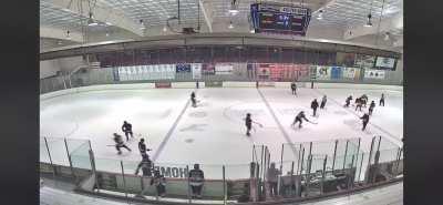 Goalie knocks down Ref in beer league game.