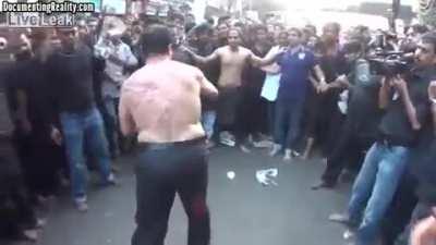 Oldie but crazy none-the-less. Dude slices his back open celebrating something
