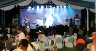 Tsunami disrupting a party in Java, Indonesia, 2018