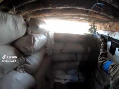 Brazilian soldiers of the International Legion firing FAL rifle from a bunker in the Serebryansky forest near Kreminna. June 2024