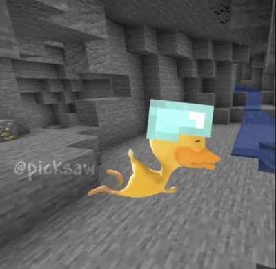 Duck loses diamonds in Minecraft