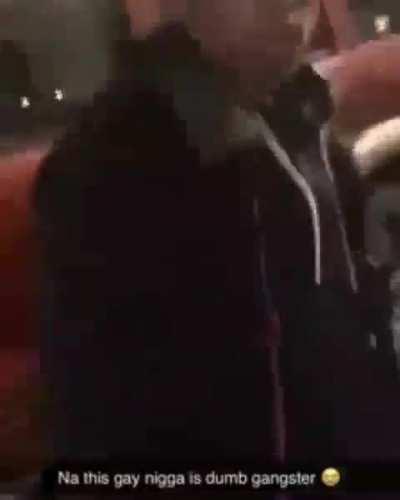 Gay gangsta nigga presses straight dude saying he's cute with a big dicc and dares him to do something about it if he has a problem with it 