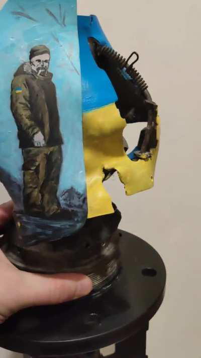 A drawing in honor of a Ukrainian Hero Oleksandr Matsievsky (it's his birthday today). Made with acrylic paints on a fragment of a 