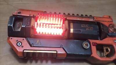 I made a Deadheat Wingman replica for a cosplay i'm working on. It has 39 programmable LED's, a mini fog machine and a usb port for charging your phone!