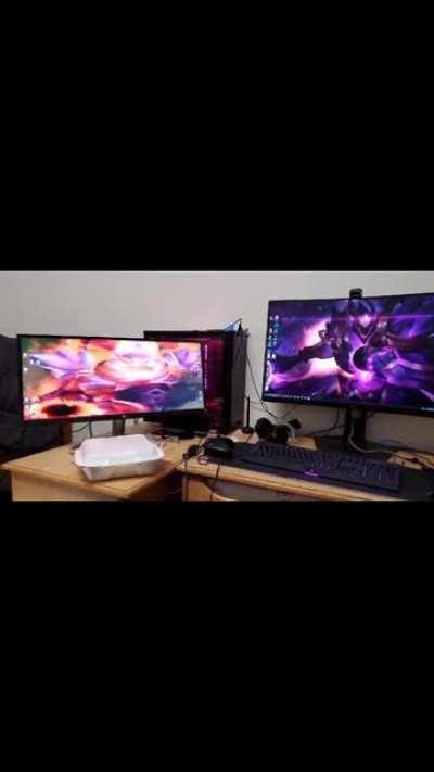 I completed my setup with an extra wide monitor. There was only one choice for my background.