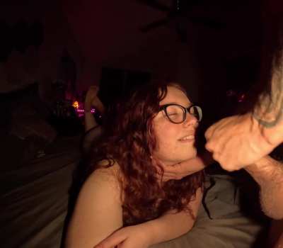 Sat like a good girl while he covered my face