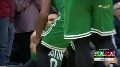 [Highlight] Jayson Tatum blocks Donovan Mitchell's game winning hoist and the game goes into overtime