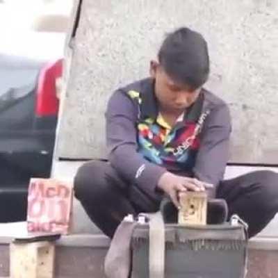 Stranger drops food.