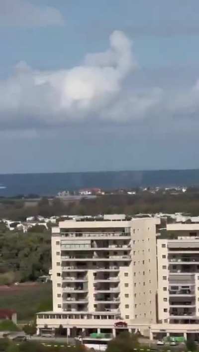 Hezbollah rockets landing in the sea near a jetskir/surfer, northern Israel