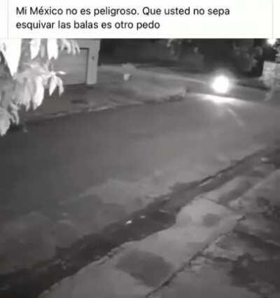 Hit gone wrong in Mexico. Individual rolls away from bullets.. super lucky