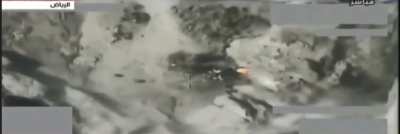 Saudi Air Force targetedthe Houthis beforethey could launch missile withtwo strikes:1 first targeted missile launcher vehicle,2 second destroyedthe missile. yemen-saada