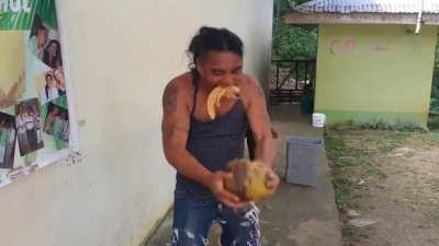 Thats one way to open a coconut (OC)