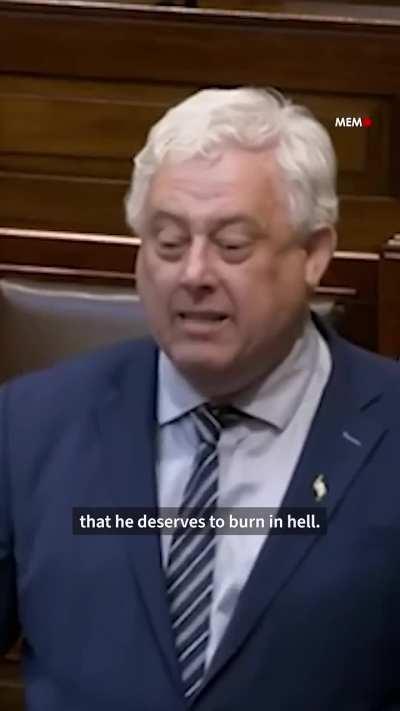 Irish MP: I hope Benjamin Nethanyahu burns in hell! The same way them children and their families burned. It's just horrific what they are doing. Where is the soul of the Israeli people! 