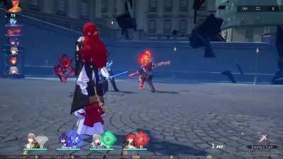 Honkai Stair Rail gameplay but with a more faster paced battle theme