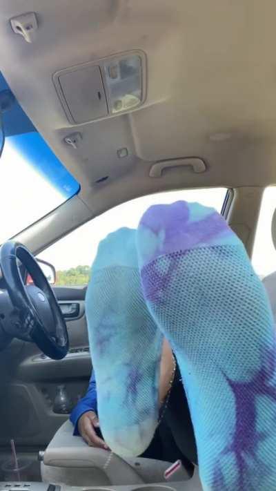 Asked her to take off in the car. 