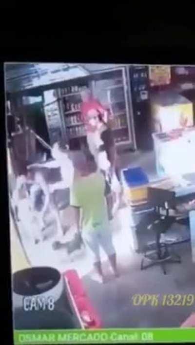 Man gets electrocuted while holding child. Red shirt guy saves the day