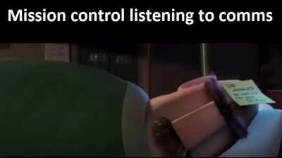 Mission control listening to comms