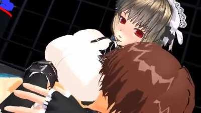 Maid breaks guys spine while smothering him with her breasts