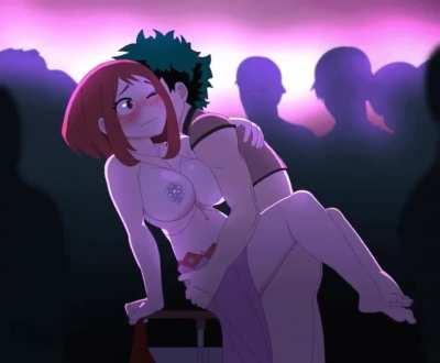 Uraraka and Deku getting frisky in the club